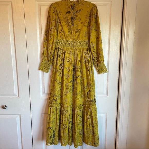 NWT ALLSAINTS Women’s Sia Demoir Broderie Dress Olive - US4 - Picture 3 of 13